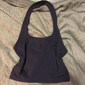 H&M Black Ribbed Halter Crop Top